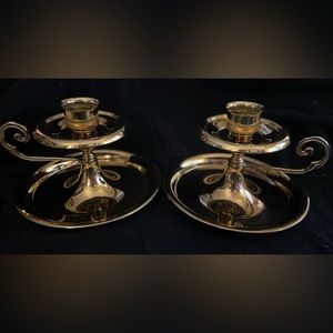 Large Virginia Metalcrafters Brass Hurricane Lamp Candle Holder